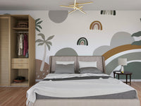 The colors are neutral, like beige, light gray, and cream.

