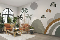 The rainbow is made up of soft, curved arches.

