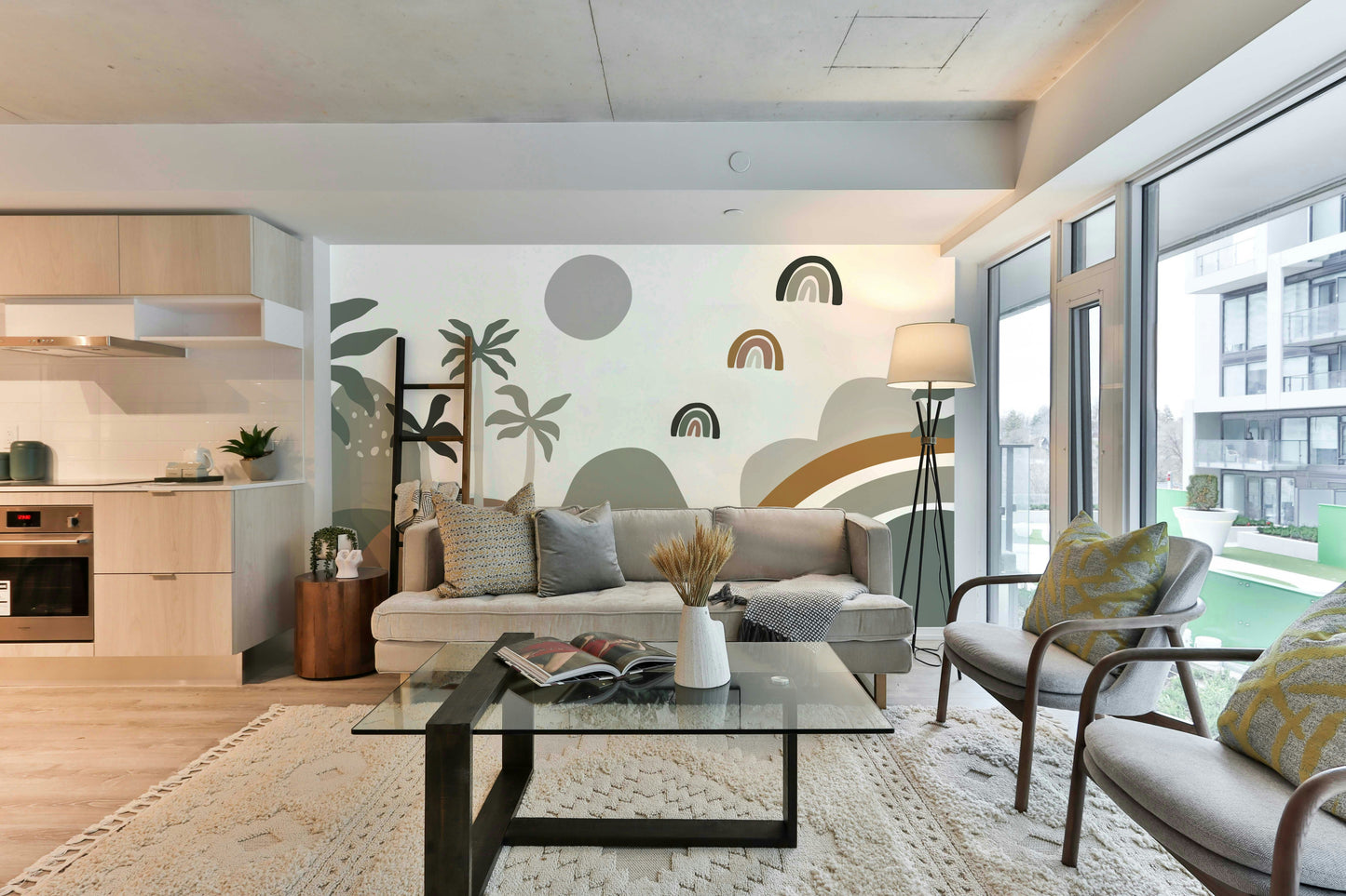 The design is simple and non-representational.

