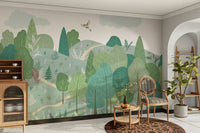 Sunlight filters through the trees and lands on the ground.

