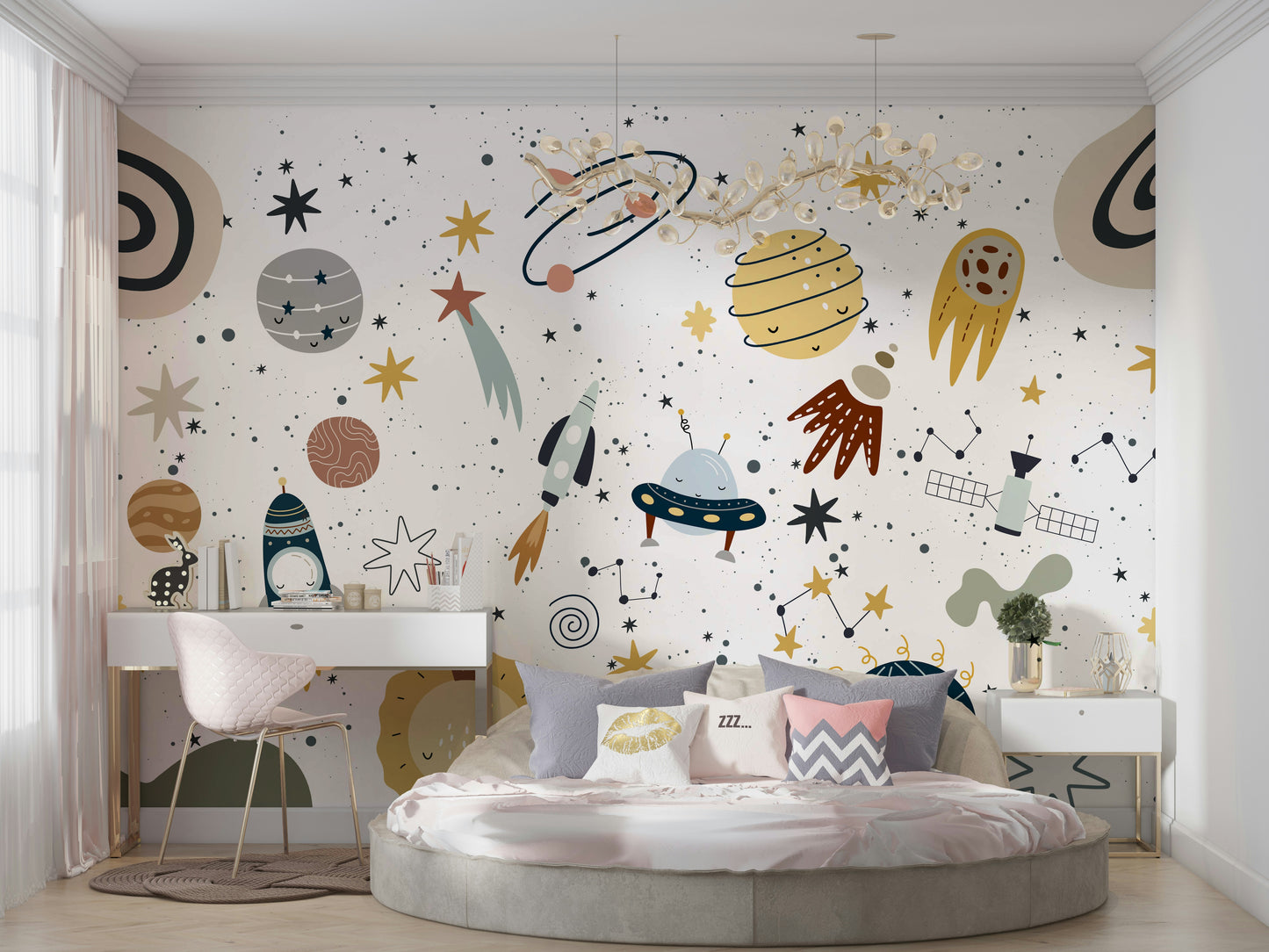 The stars are white and yellow, and some are winking.

