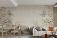 The birds are in a loose formation, soaring through the air.

