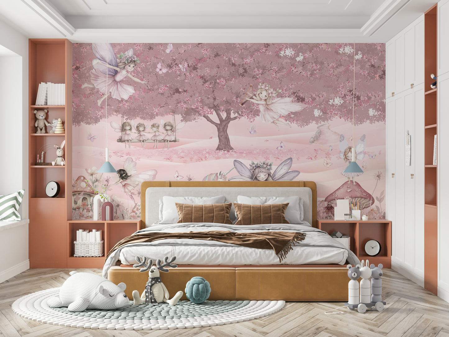 The design features graceful tree branches forming a canopy.

