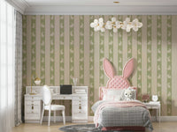The design features a repeating pattern of small rabbits in rows.

