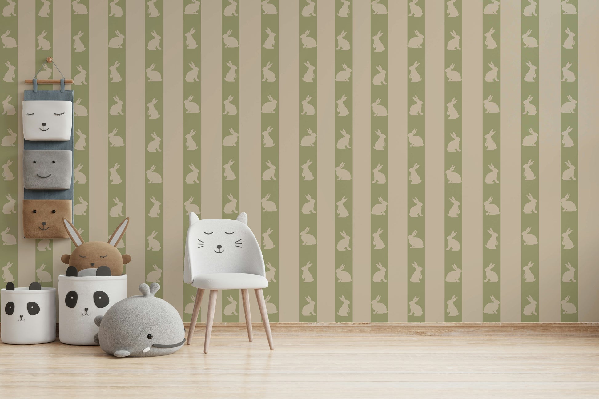 The colors are soft and gentle, with a muted, neutral palette.

