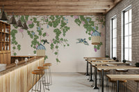 The colors are soft and gentle, with a muted palette and floral accents.

