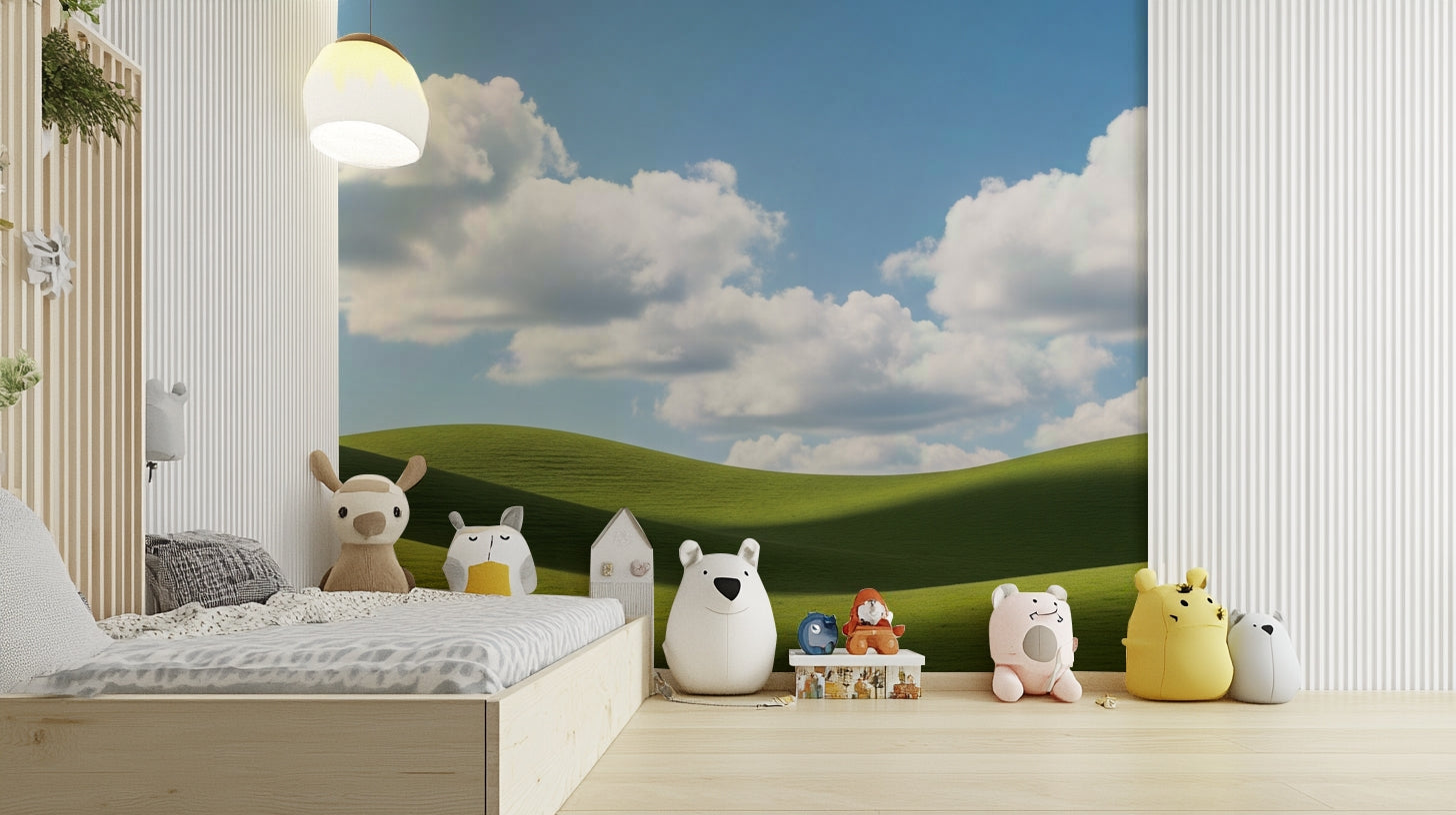 The design features gentle, rolling hills covered in grass.

