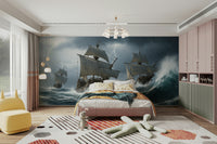 The colors are deep and soft, with dark blues, grays, and muted tones.

