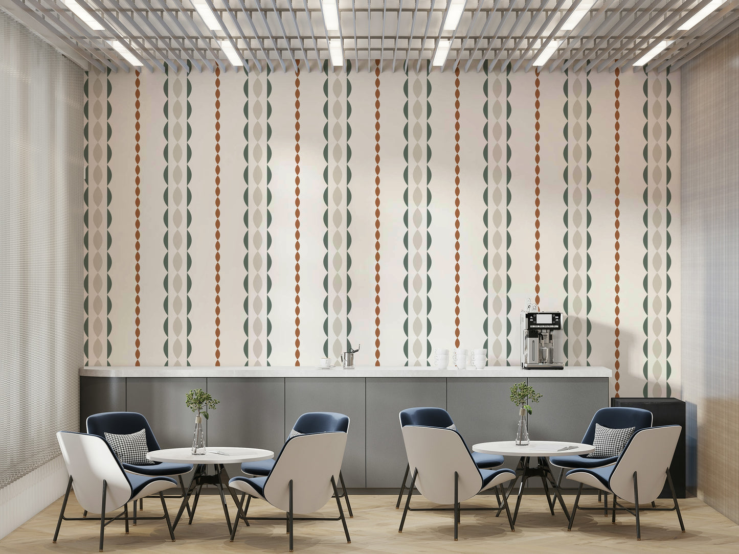 Serene abstract scene with friendly stripes

