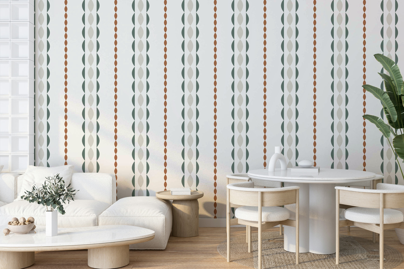 Mural wallpaper of a retro stripe serenity design

