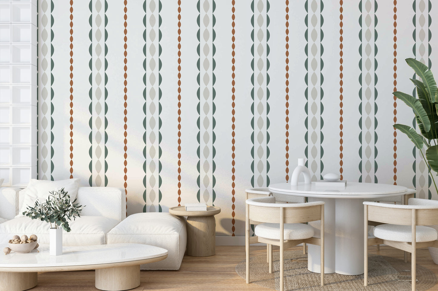 Mural wallpaper of a retro stripe serenity design

