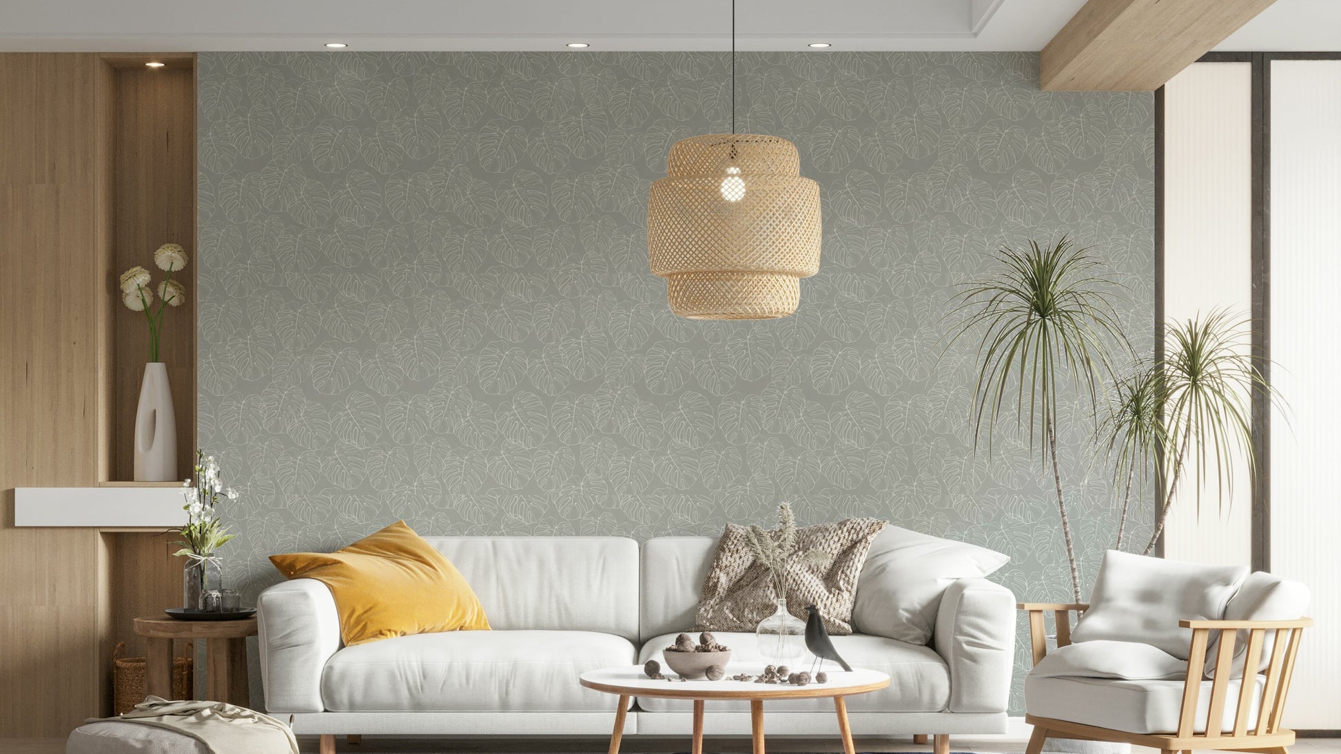 Scenic wallpaper with cartoon shapes and colors

