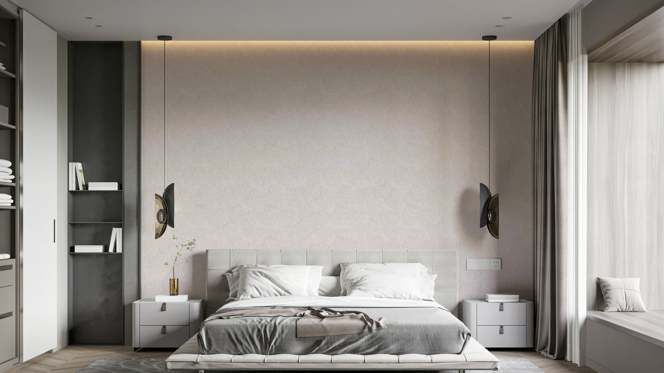 Mural wallpaper of a monstera blush design

