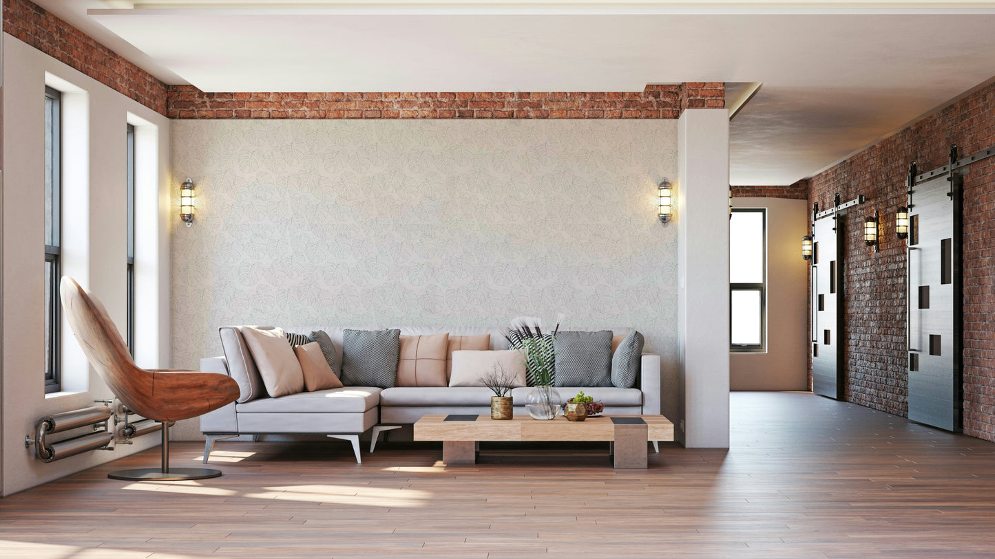 Scenic wallpaper with cartoon shapes and colors

