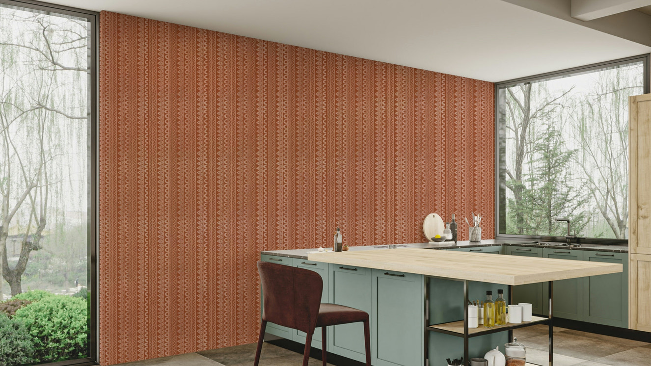 Mural wallpaper of a faux window with a magical design

