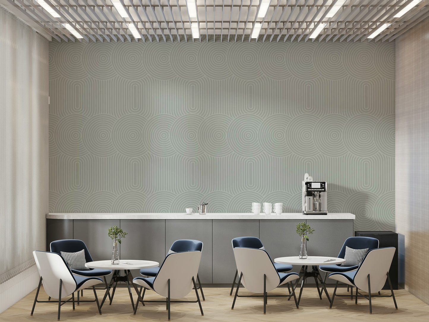 Mural wallpaper of a grey geo design

