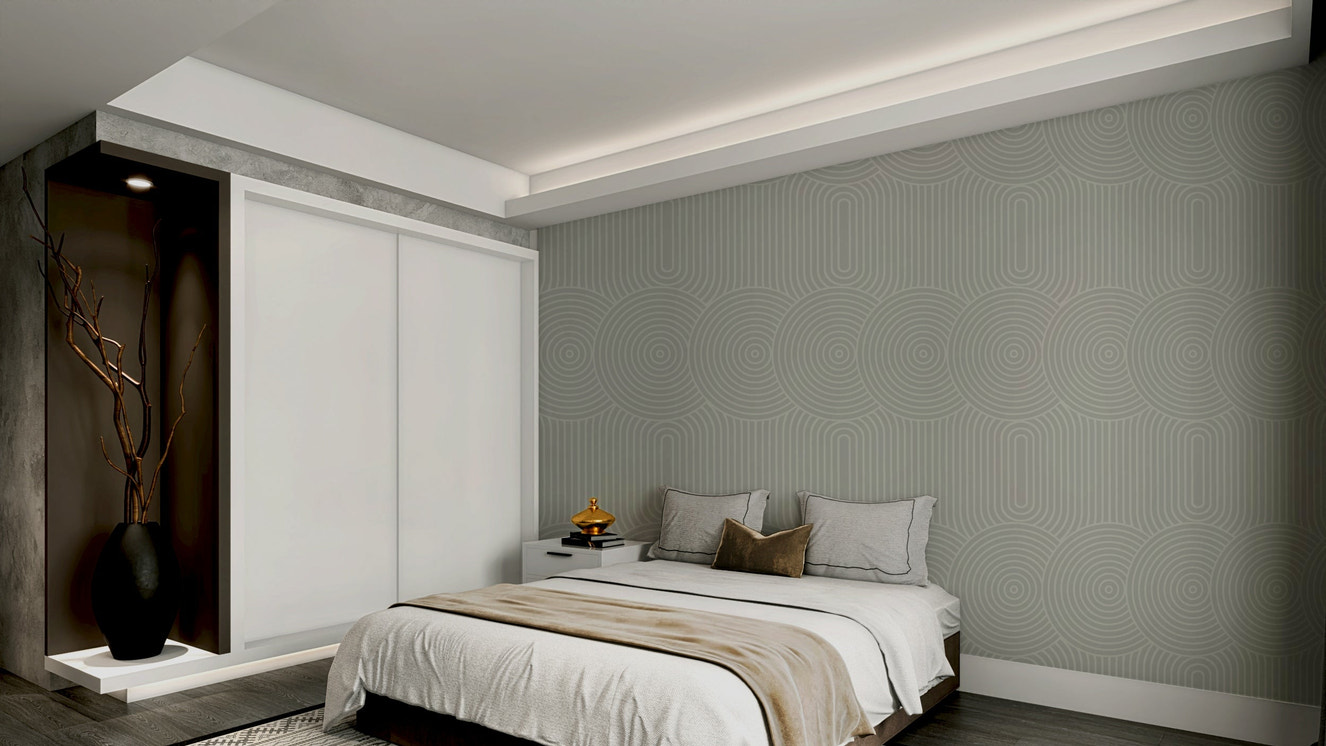 Serene abstract scene with friendly shapes

