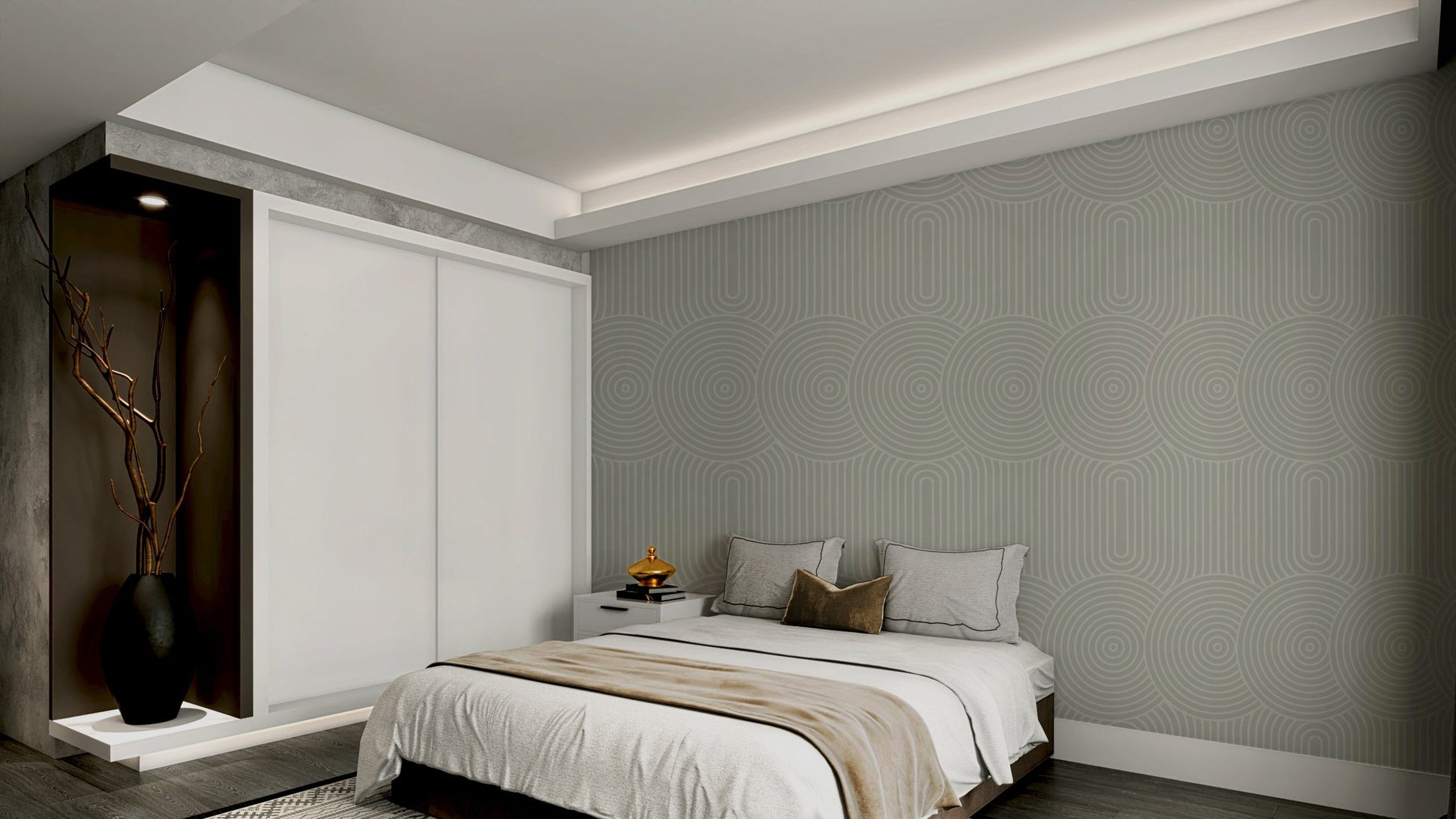 Serene abstract scene with friendly shapes

