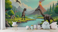 Wall mural showing a quiet prehistoric scene


