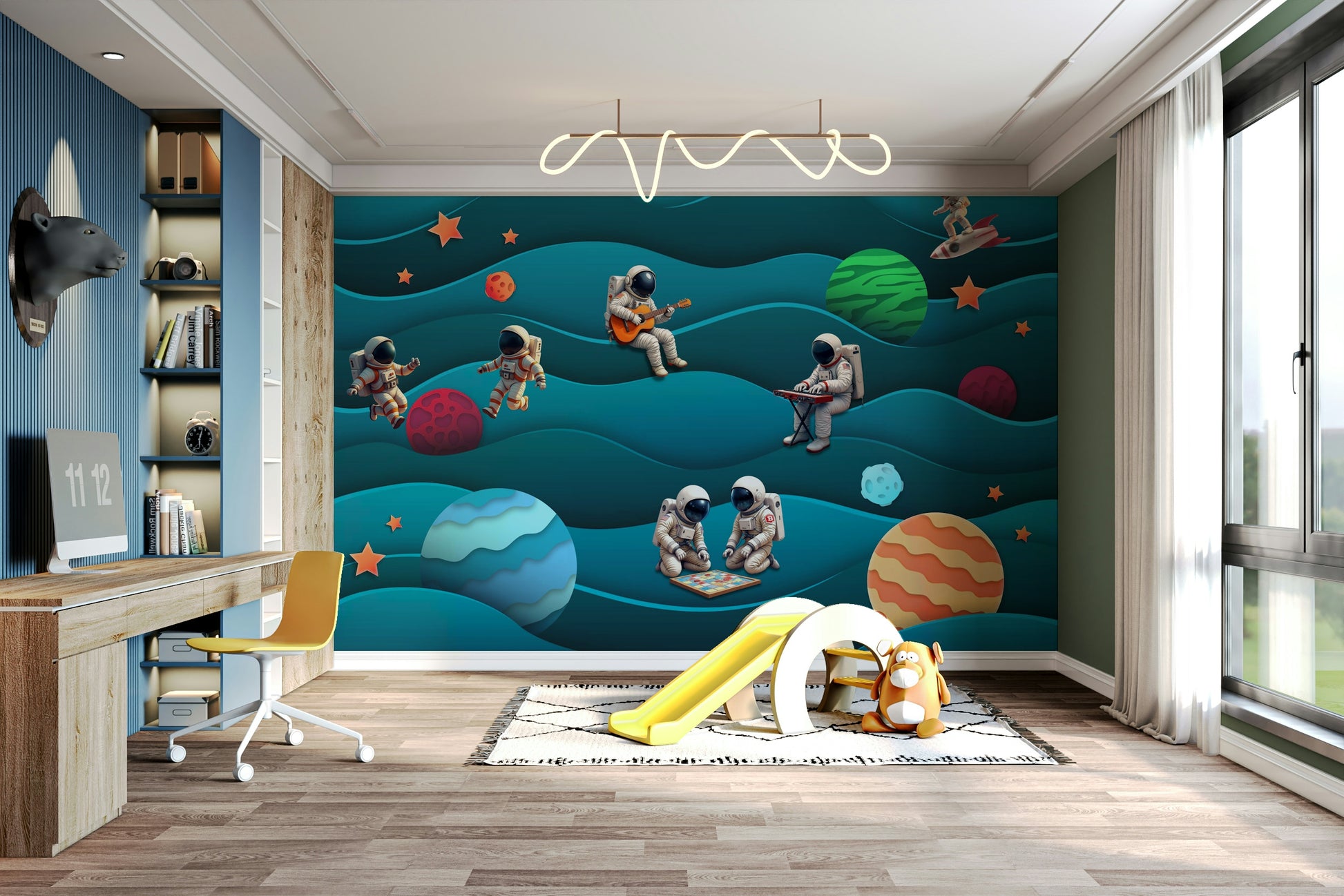 Wall decor showing a tranquil cosmic view

