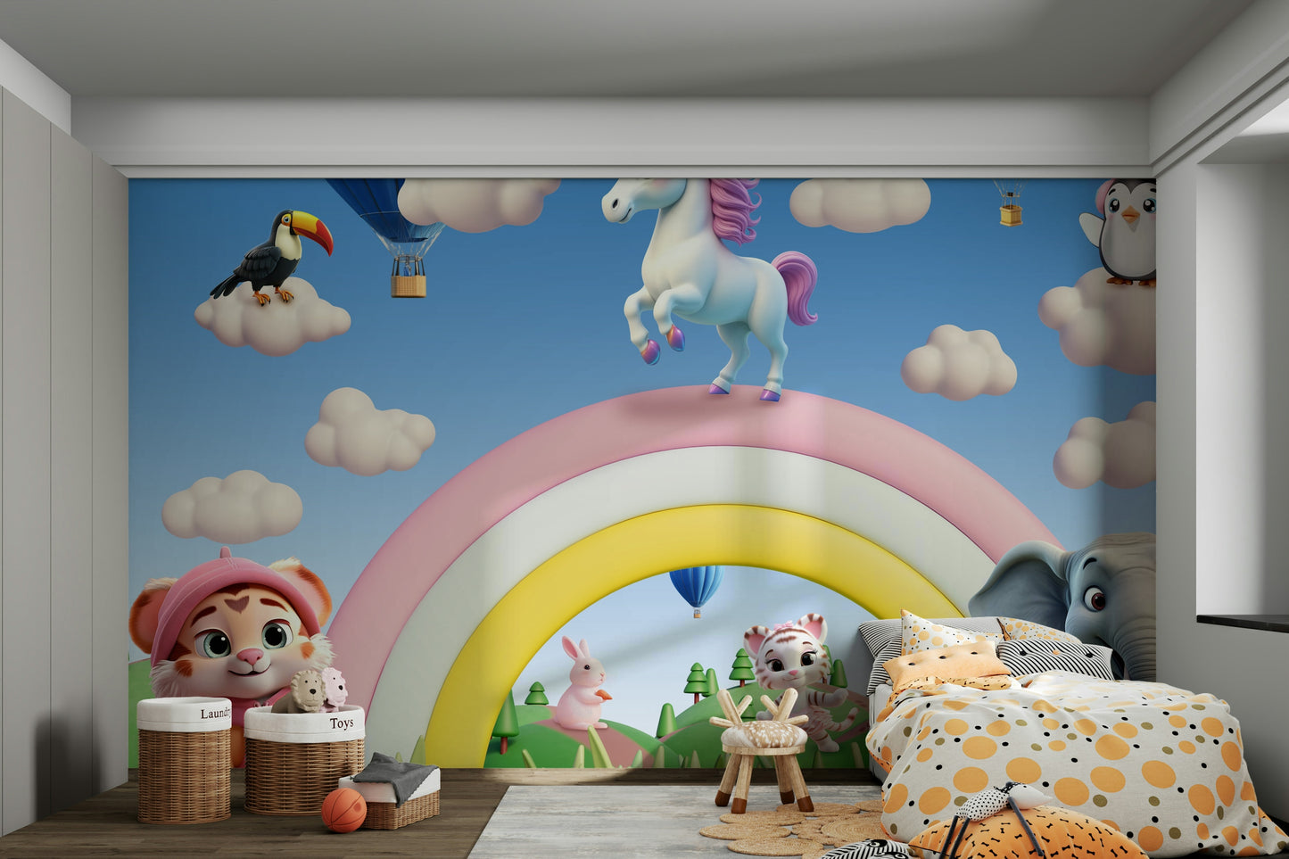 Serene sky scene with gentle characters

