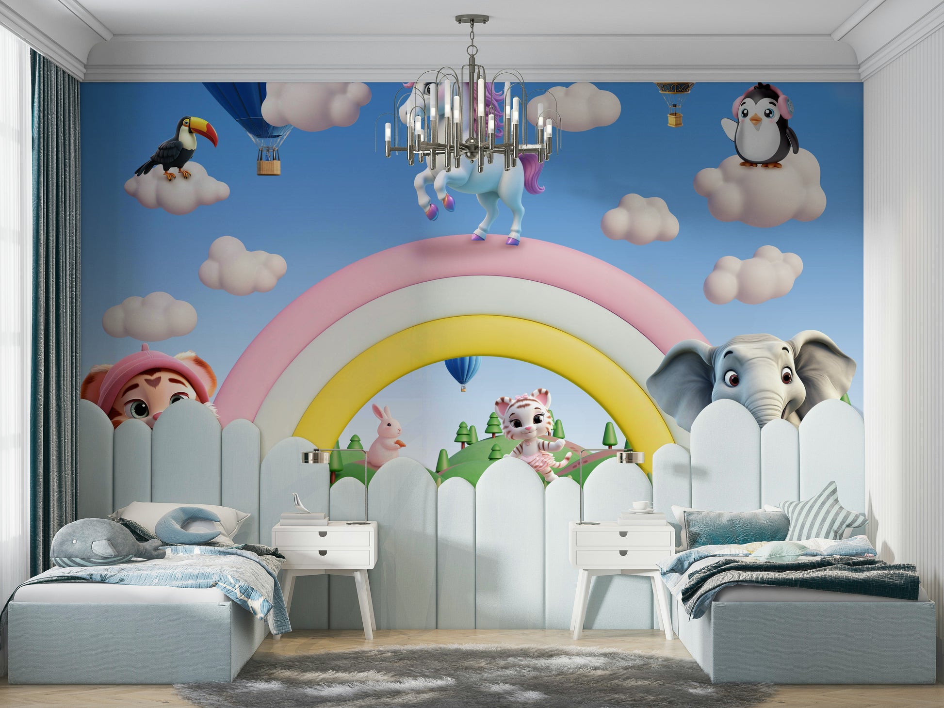 View of friendly clouds and a playful sun

