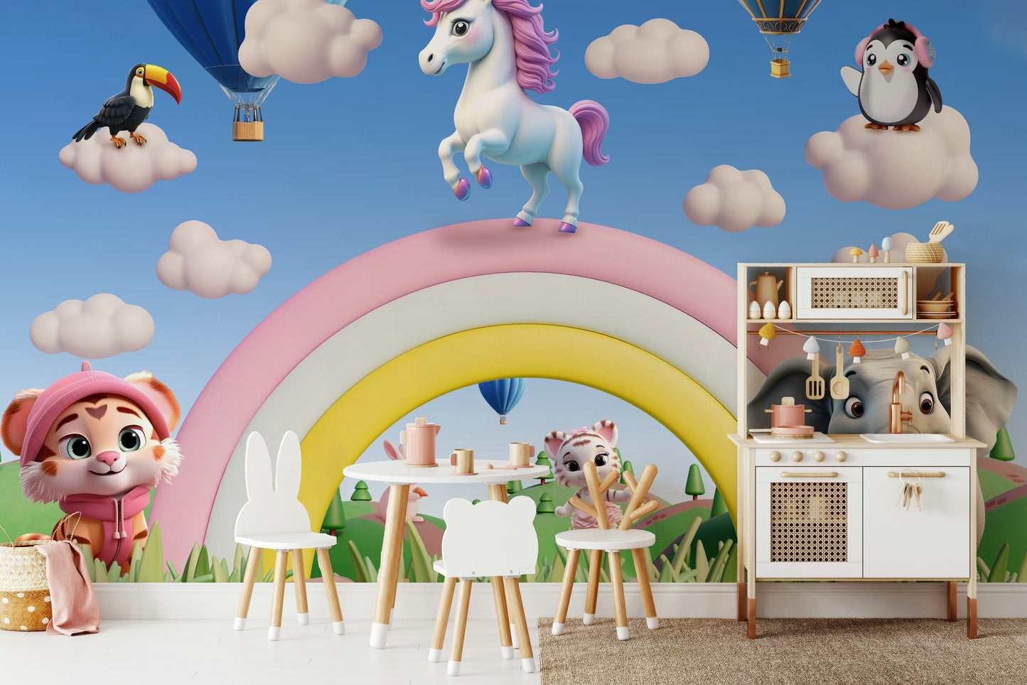 Wall mural showing a quiet sky scene

