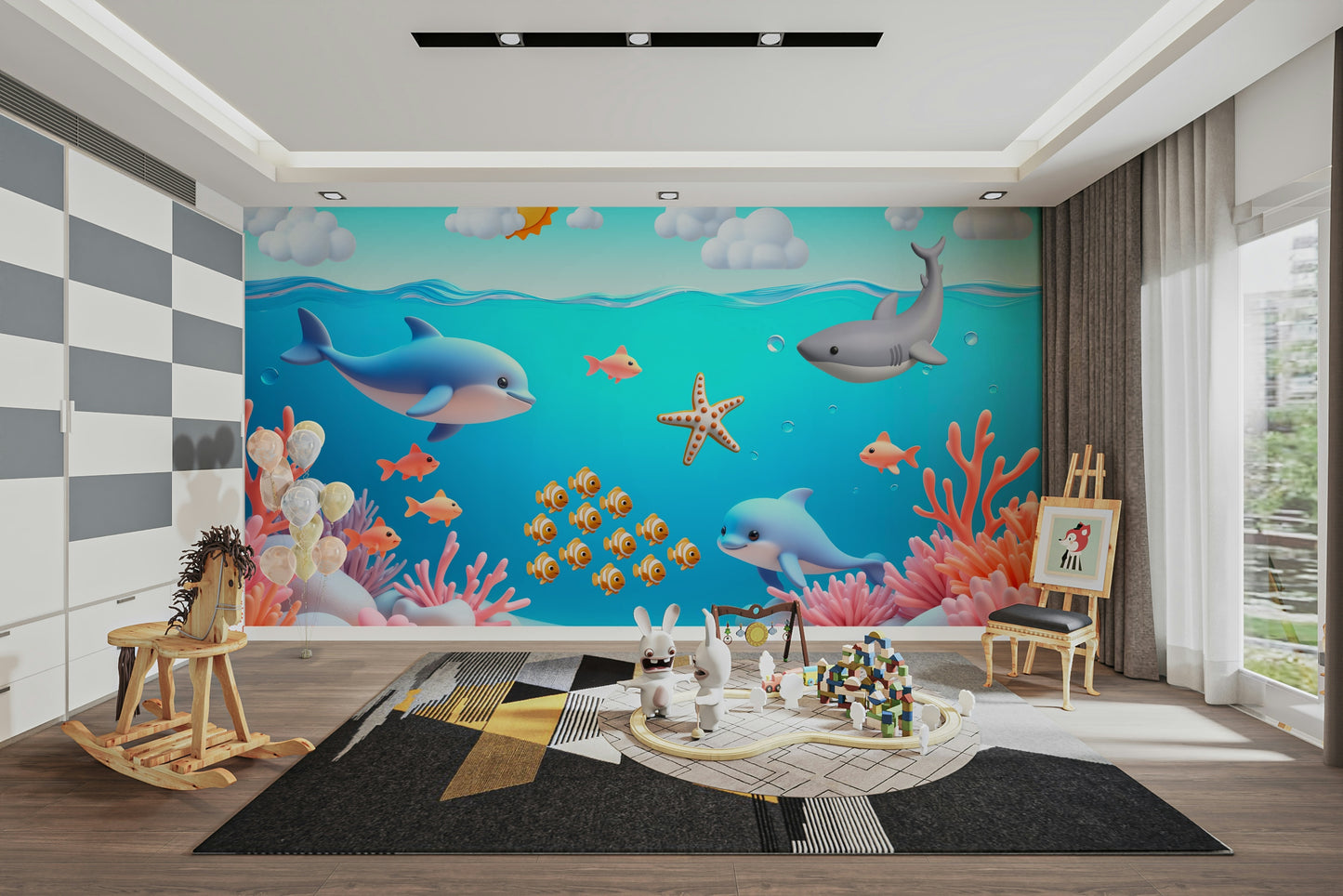 Wallpaper for walls with an underwater landscape

