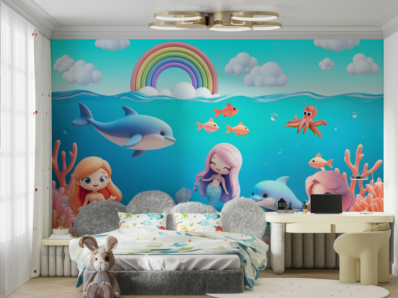 Mural wallpaper of a rainbow reef

