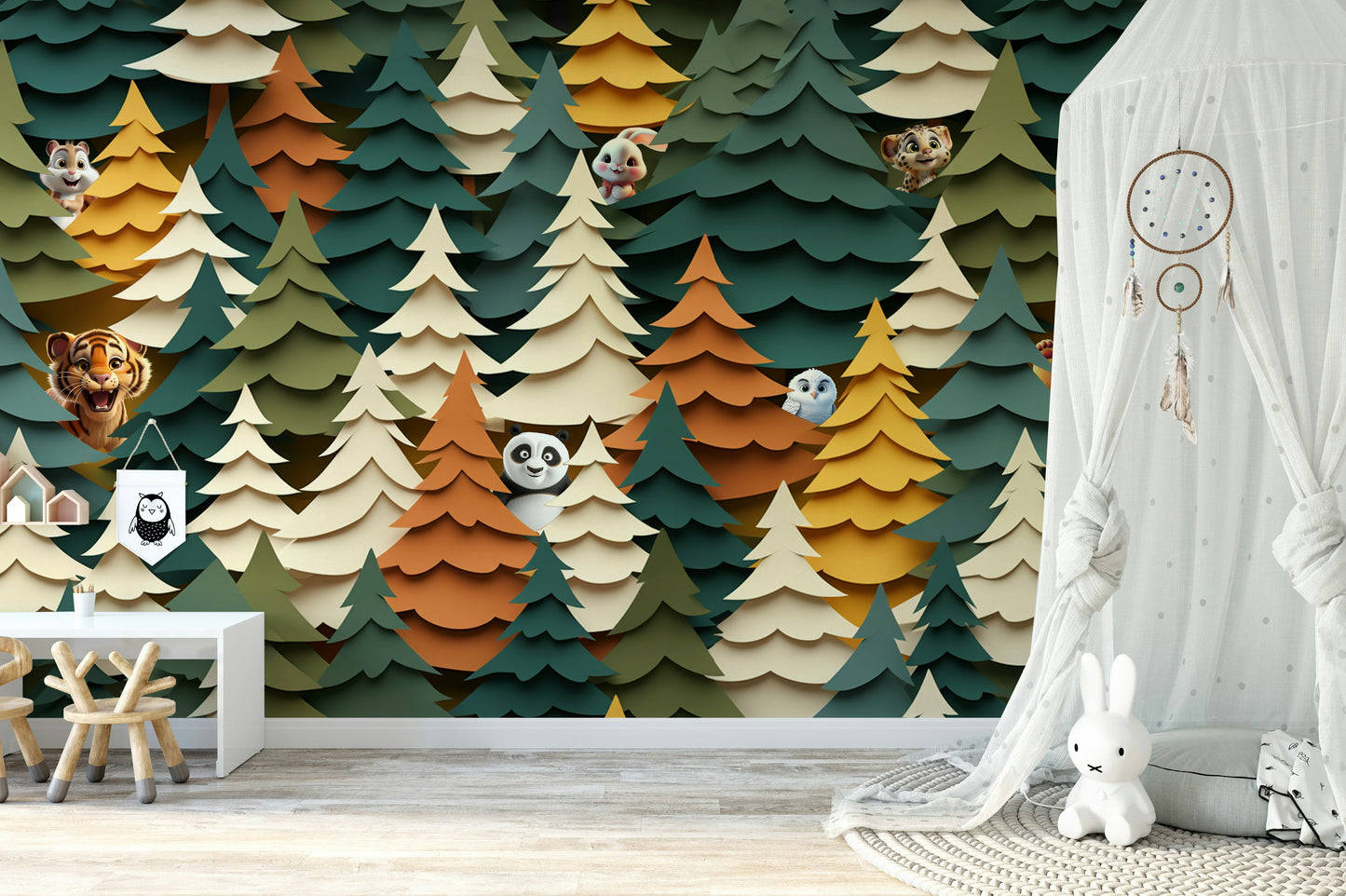Woodland Peek-a-Boo Wall Mural