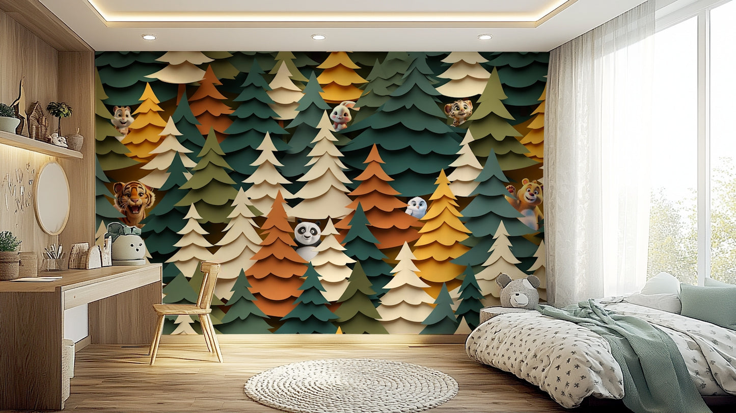 Woodland Peek-a-Boo Wall Mural