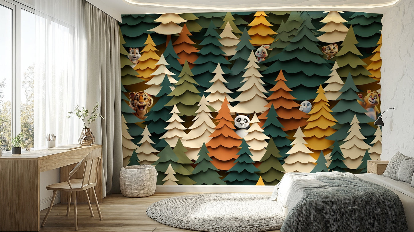 Woodland Peek-a-Boo Wall Mural