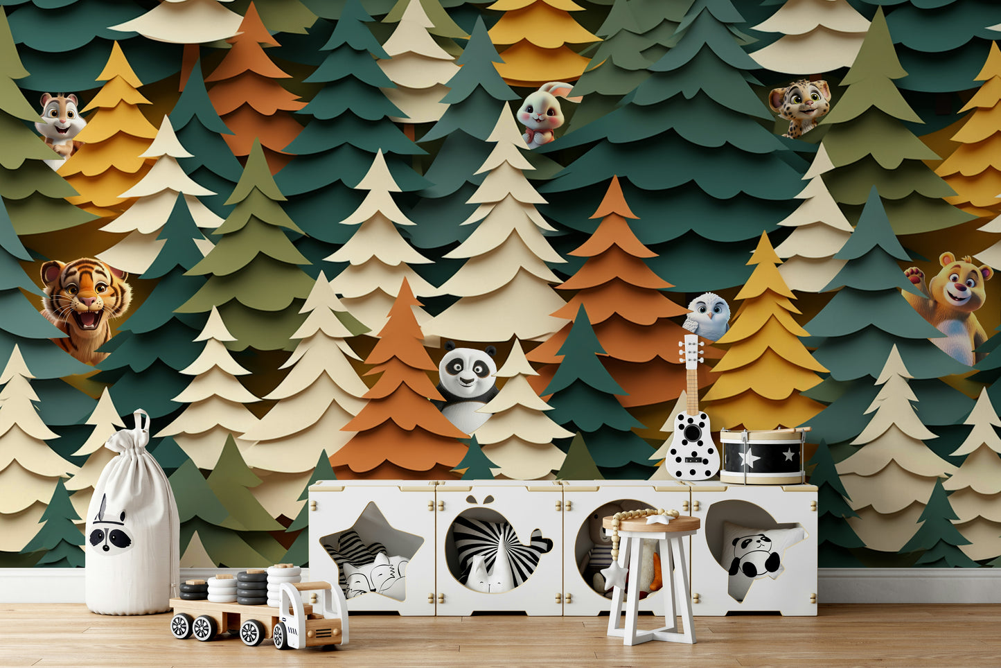 Woodland Peek-a-Boo Wall Mural