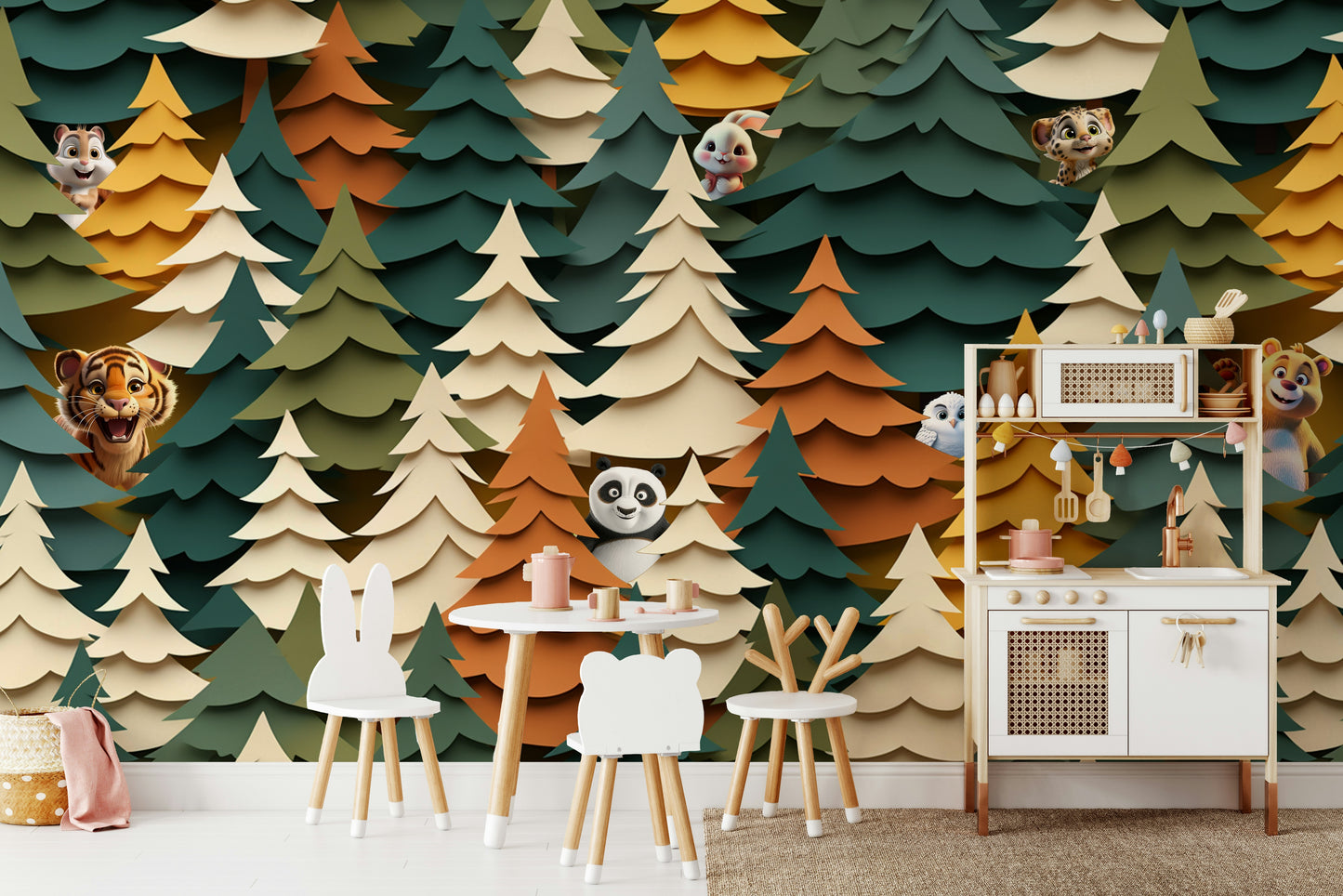 Woodland Peek-a-Boo Wall Mural