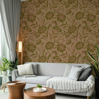 The color palette is monochromatic, with different shades of brown and beige.
