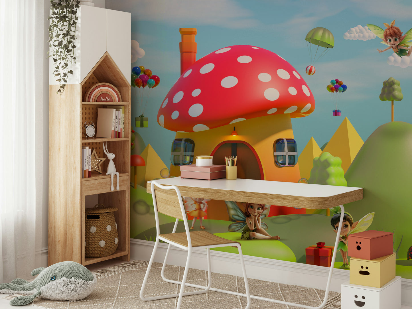 This wallpaper is perfect for a child's room, a nursery, or a creative space.
