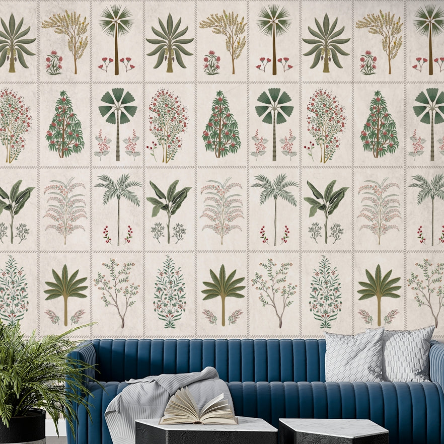 The pattern repeats in an organized way across the wall.
