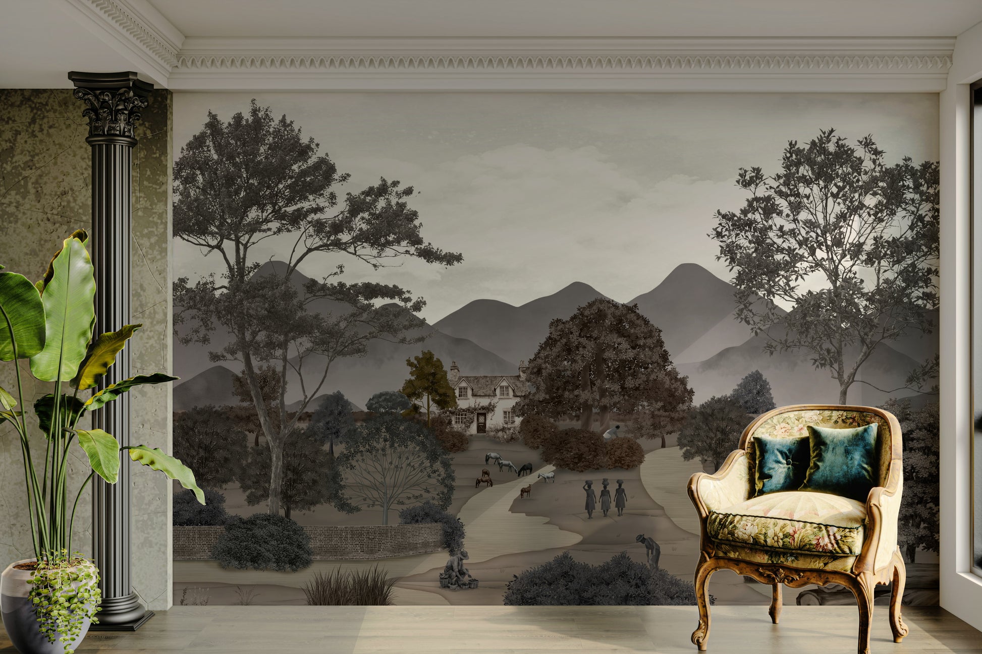 The composition is balanced and peaceful.
