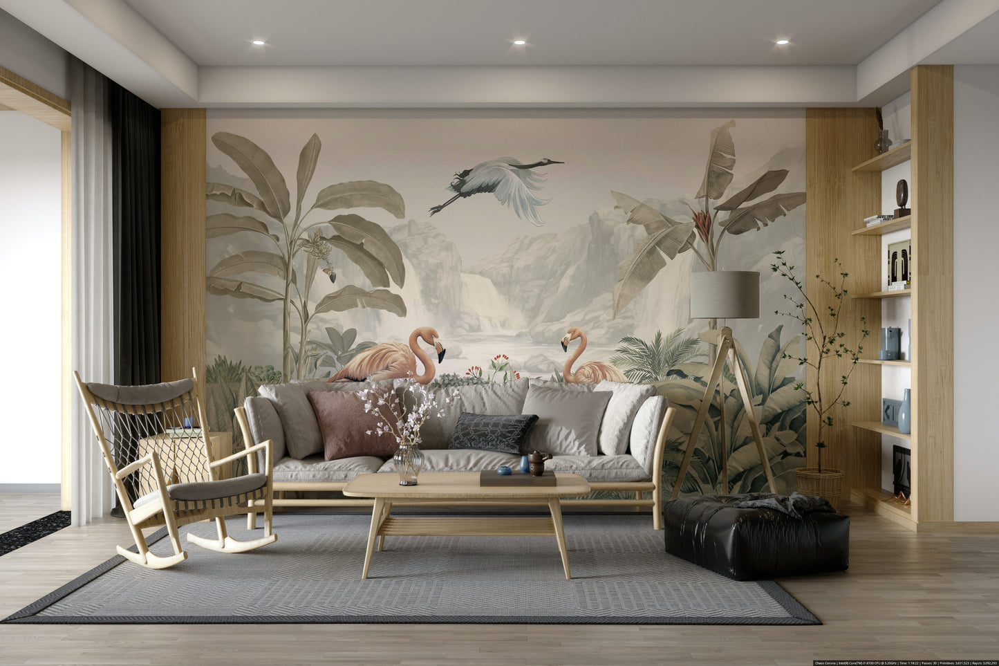 The colors are a blend of soft pinks, light greens, and muted blues.
