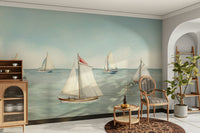 Serene ocean scene with a single boat

