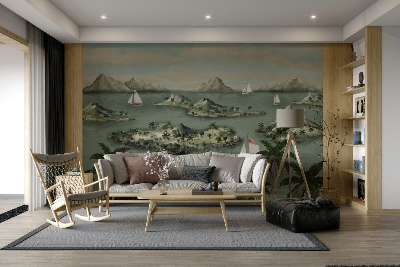 Mural wallpaper of a tranquil isle escape

