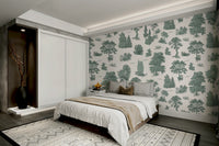 Wall decor showing a tranquil woodland

