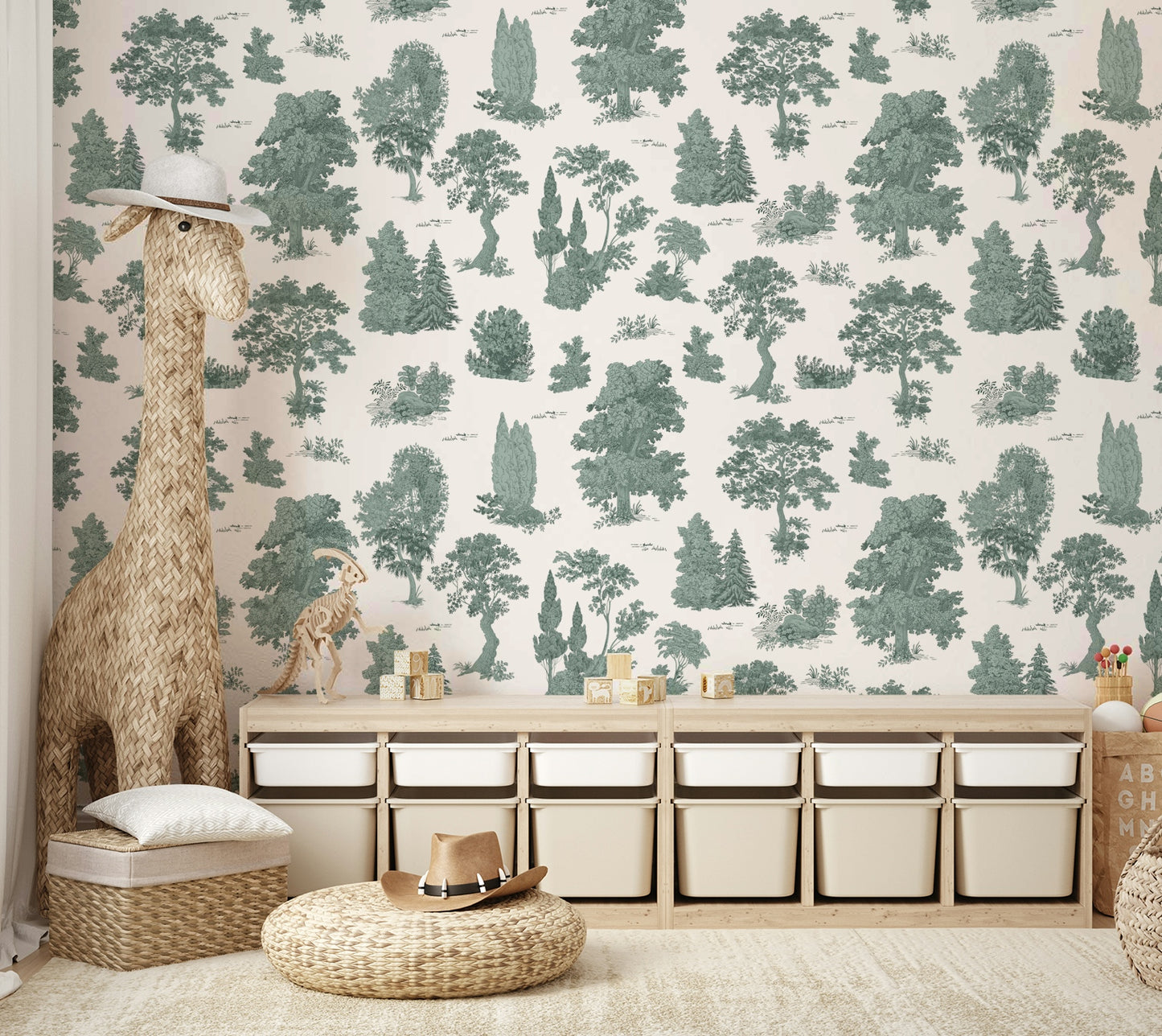 Wall mural with trees and gentle light

