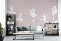 The design features a repeating pattern of soft, graceful dancers.

