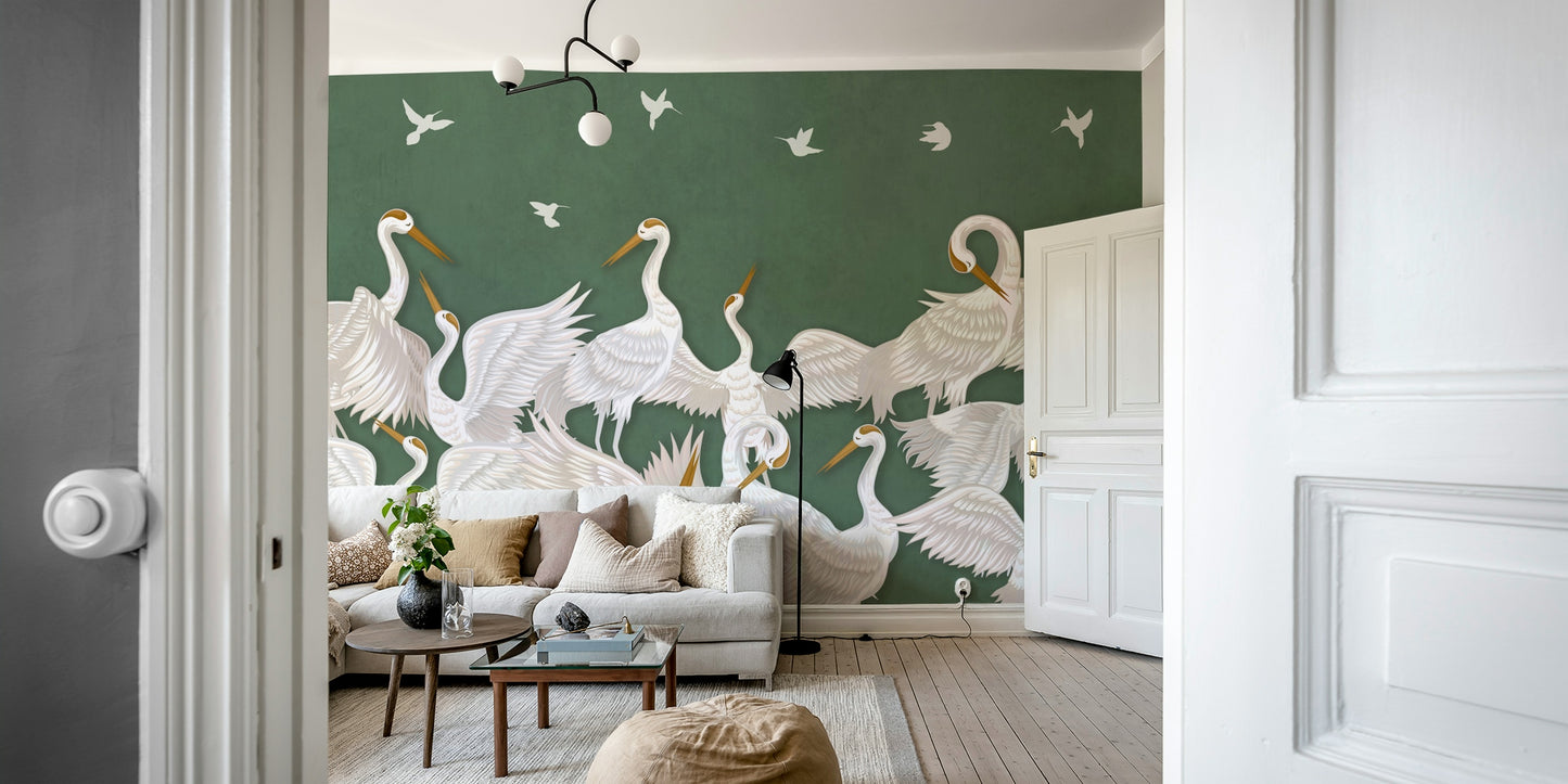 The colors are gentle and soft, with a natural, emerald and neutral palette.


