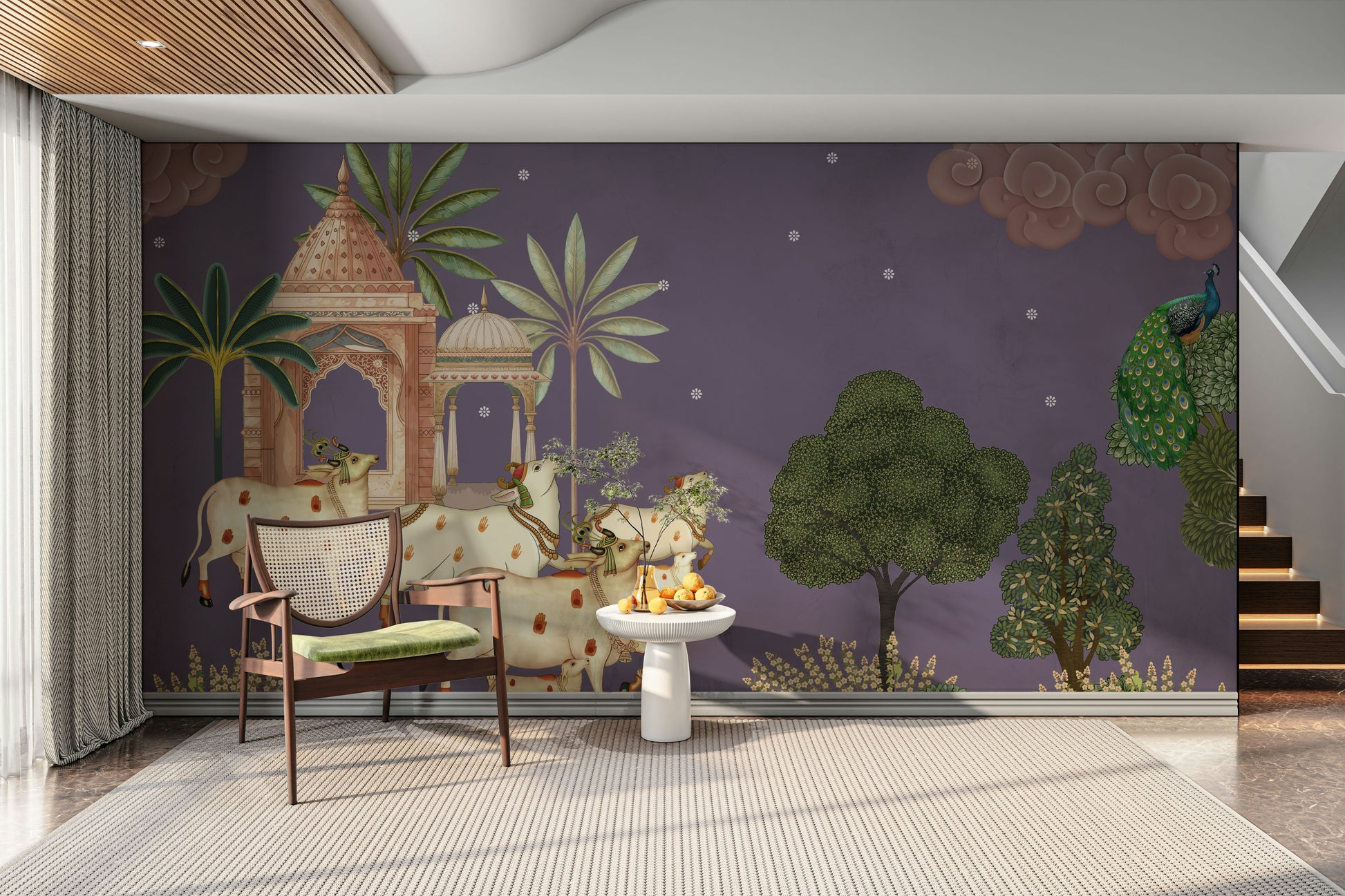 The design features a repeating pattern of soft, fluid shapes.

