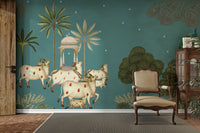 Serene Neel Pichwai Wall Mural.
