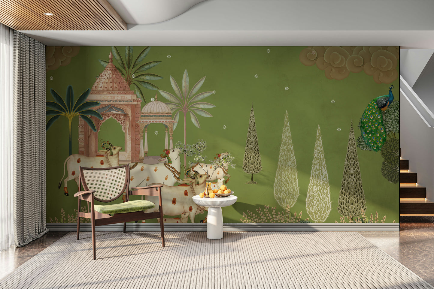 Traditional Pichwai Darshan Wall Mural

