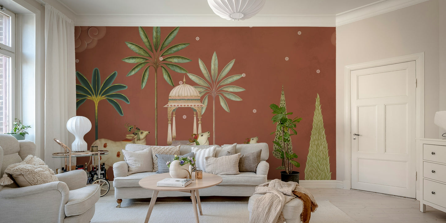 Elegant Pichwai Vanam Wall Mural decor.


