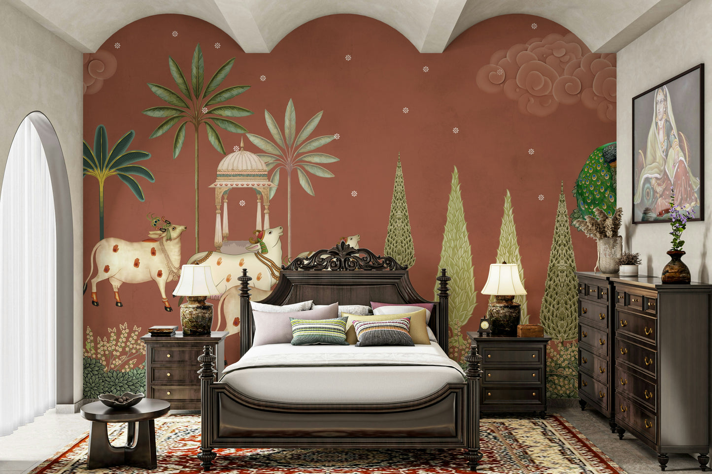 Serene Pichwai Vanam Wall Mural for walls.



